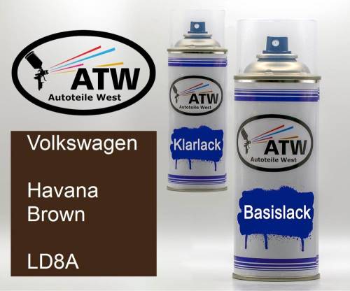 Volkswagen, Havana Brown, LD8A: 400ml Sprühdose + 400ml Klarlack - Set, von ATW Autoteile West.